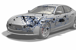 car with wireframe